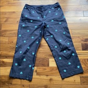 Lilly Pulitzer Navy cropped embroidered pants